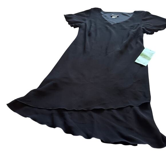 VTG S.L. Fashions Vintage Dress women's Sz 14 16W Black Y2K Vamp Witchy Midi NWT - Picture 3 of 12